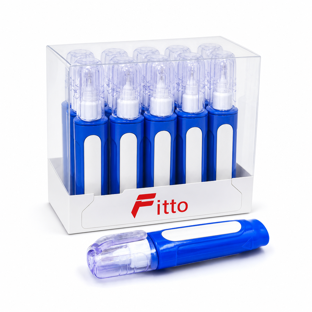 96 Pieces Correction Fluid Pens, Blue and White, 12 ml, 12-Piece Display Box