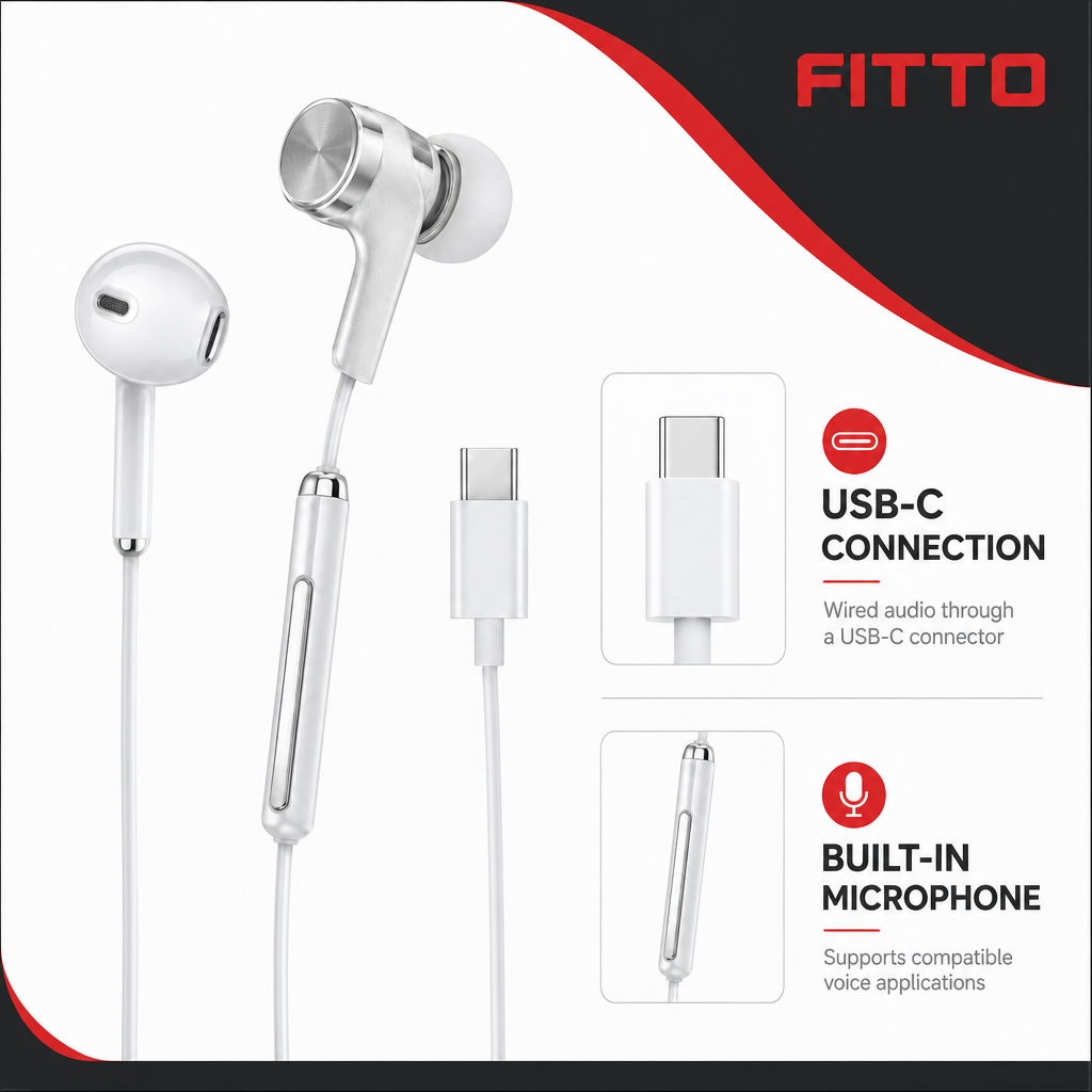 120 Pieces USB-C Wired Earphoneses with Microphone, HiFi Sound and Noise Isolation