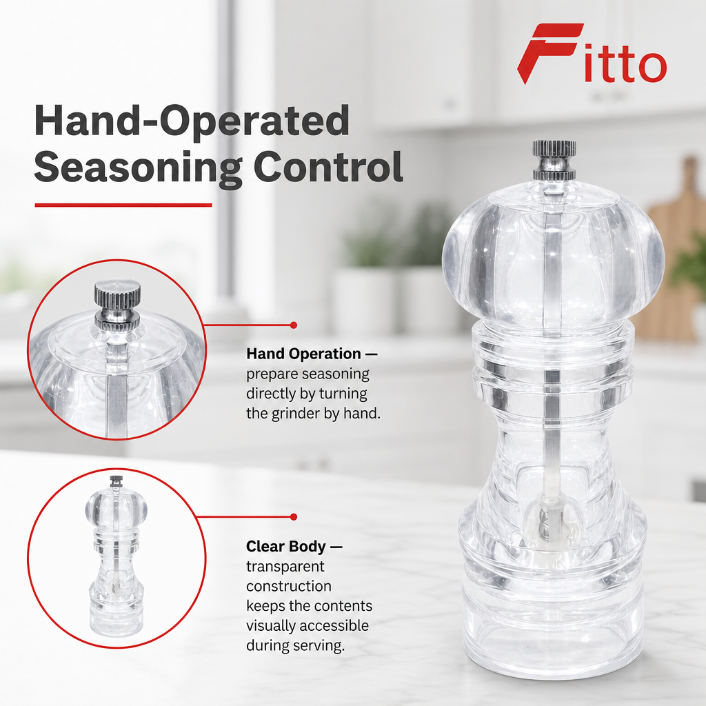 96 Pieces Manual Salt and Pepper Grinder, Clear and Silver, Single Table Seasoning Mill, 1 Piece