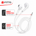 144 Pieces Wired HiFi Earphones with Inline Microphone, 3.5mm AUX Connector, White