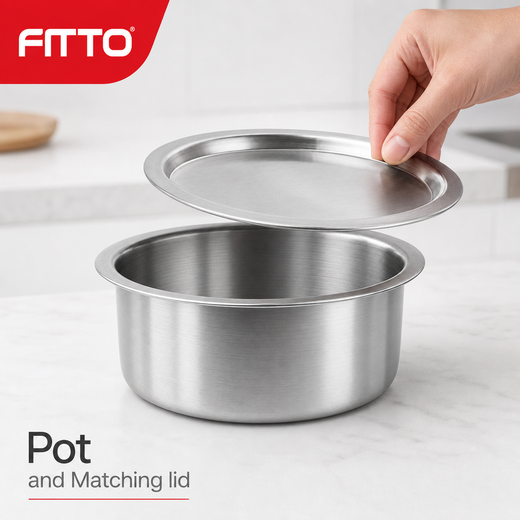 48 Pieces Stainless Steel Cooking Pot with Lid, 26 cm, Silver