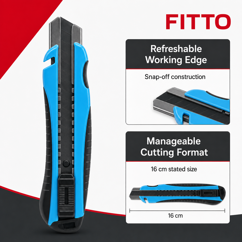 96 Pieces Utility Knives Cutter, Snap-Off Design, 16 cm, Blue and Black, 1 Piece