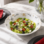 96 Pieces Opal Salad Bowl, 7 Inch, White Floral Serving Tablewares for Home Dining