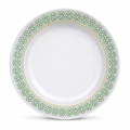 120 Pieces Melamine Dinner Plate, 9 Inch, White with Green and Yellow Pattern