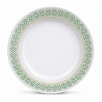 120 Pieces Melamine Dinner Plate, 9 Inch, White with Green and Yellow Pattern