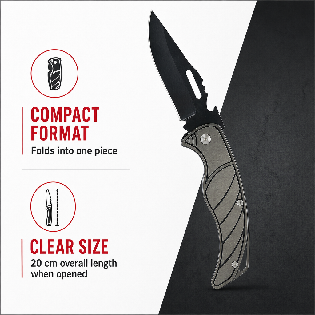 120 Pieces Folding Pocket Knives, 20 cm Open Length, Black and Silver, 1 Piece