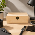 96 Pieces Wooden Storage Box, Natural Wood, 12 x 8 Inch, Front Latch Closure