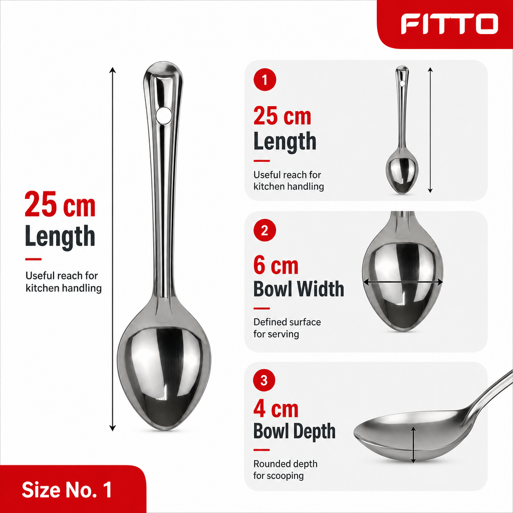 144 Pieces Stainless Steel Basting Spoon No. 1, 25 cm Long Serving Utensil for Kitchen Cooking