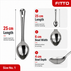 144 Pieces Stainless Steel Basting Spoon No. 1, 25 cm Long Serving Utensil for Kitchen Cooking