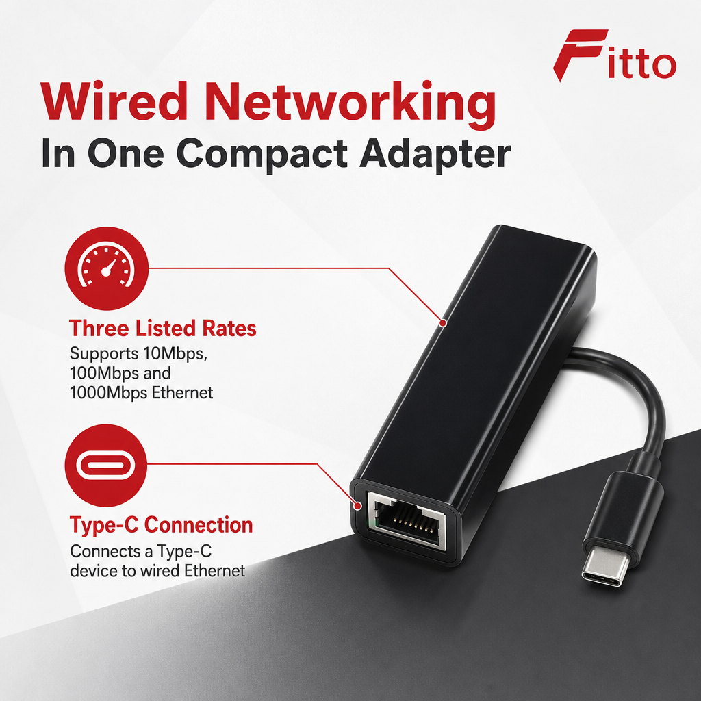 96 Pieces USB Type-C to Gigabit Ethernet Adapter, 10/100/1000Mbps Wired Network Converter