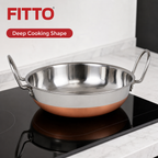 72 Pieces Stainless Steel Deep Frying Kadai with Copper Bottom, 21 cm