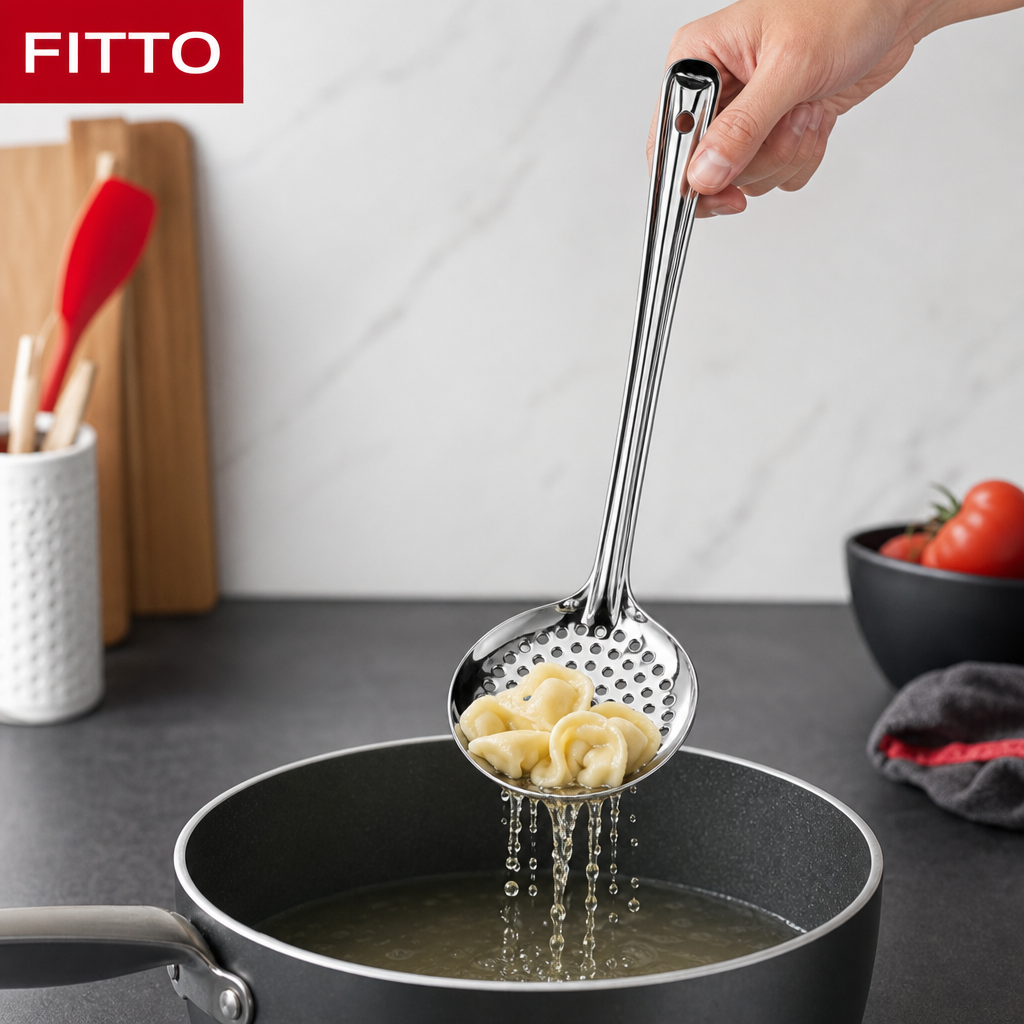 96 Pieces Stainless Steel Basting Skimmer, Round Perforated Cooking Utensils, Size No. 7