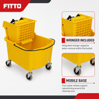 48 Pieces Commercial Mop Bucket with Wringer and Caster Wheels, Yellow