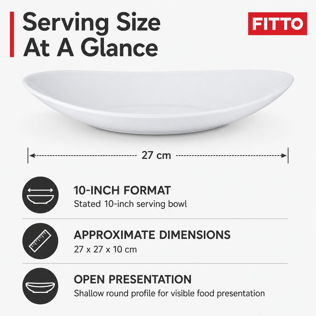 96 Pieces Opal Serving Bowl, 10 Inch, White, Shallow Round Tablewares for Serving Food