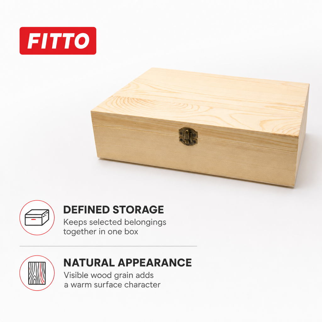 72 Pieces Wooden Storage Box, Natural Wood Grain, Front Clasp, 12 x 8 Inch