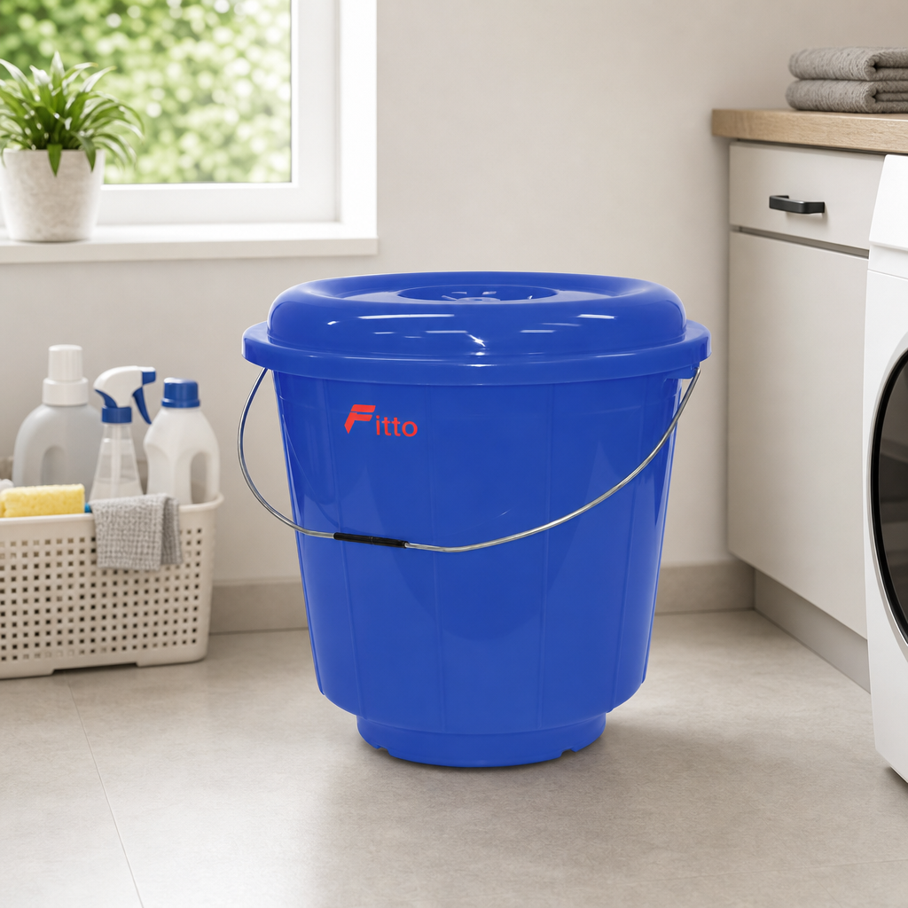 96 Pieces Plastic Bucket with Lid and Carry Handle, 11 Litre, Blue
