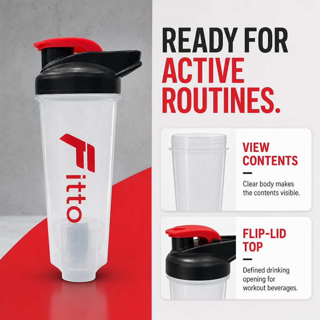 120 Pieces Protein Shaker Bottle with Flip Lid, Clear Body and Red Cap, Single Sports Drink Container
