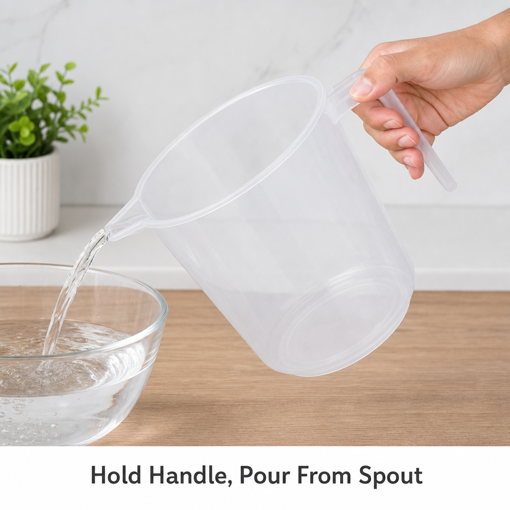 240 Pieces Transparent Plastic Pouring Jug with Handle, 1 Litre