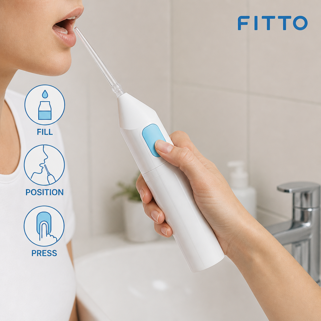 96 Pieces Manual Power Floss Oral Irrigator for Teeth and Gum Cleaning, Handheld Press-Operated Design