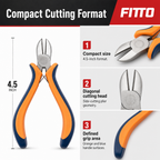 120 Pieces Mini Diagonal Side Cutting Pliers, 4.5 Inch, Orange Blue Silver, 1 Piece