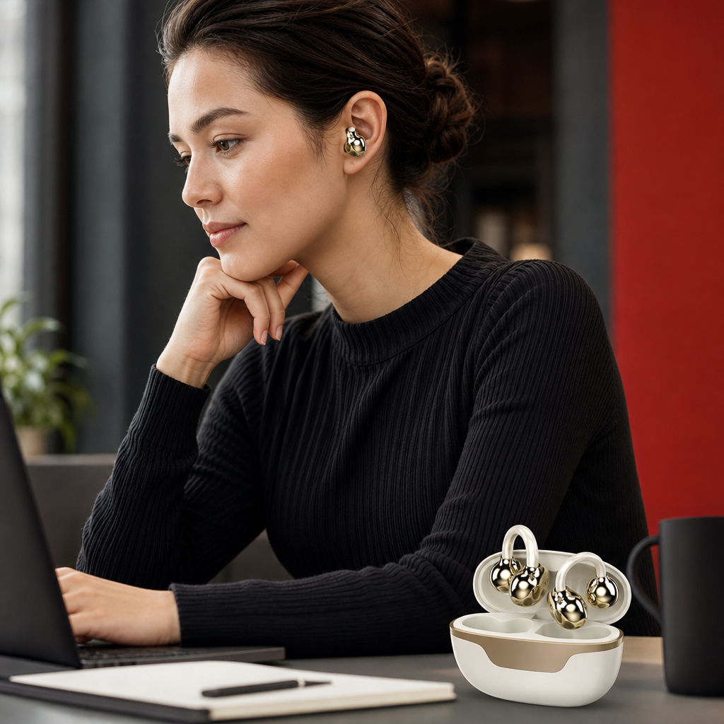 60 Pieces Clip-On Open Wireless Stereo Earbuds with Charging Case