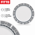 120 Pieces Dinner Plate, 9 Inch, Grey Geometric Border, Round Tablewares