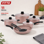 48 Pieces 11-Piece Non-Stick Cookwares Set, Almondine Pots and Pans for Everyday Cooking