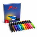 96 Pieces Permanent Markers, Chisel Tip with Silicone Grip, Assorted Colours, 12 Pieces