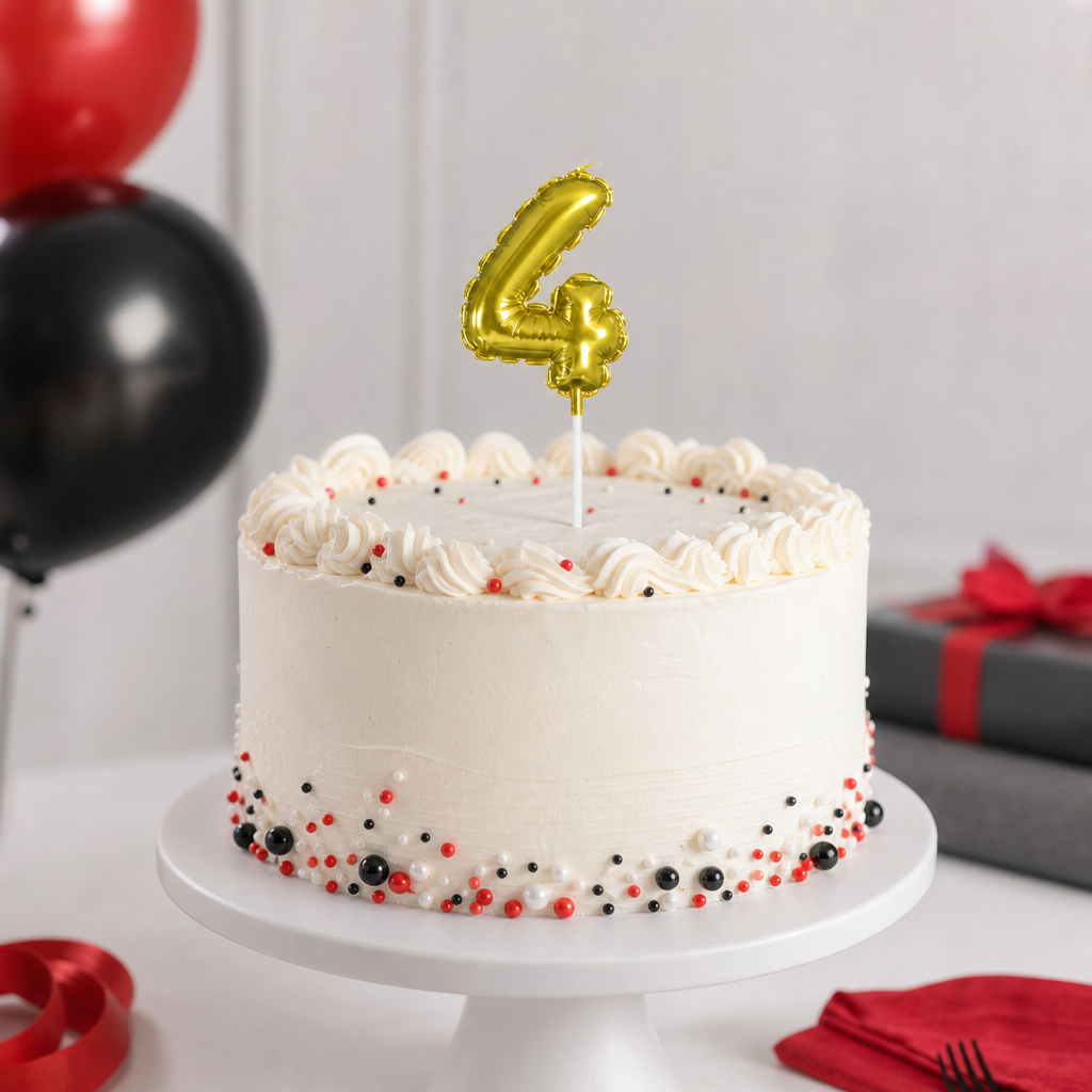 144 Pieces Gold Number 4 Birthday Cake Candle, 9 cm, Single Numeral Candle for Celebration Cakes