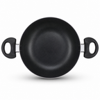72 Pieces Non-Stick Kadai Deep Frying Pan with Dual Handles, 26 cm, Black, 1 Piece