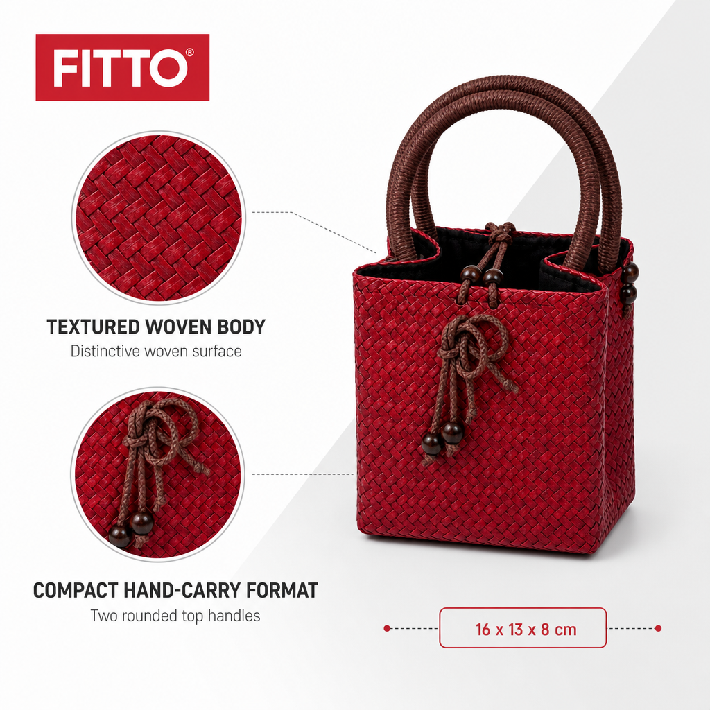 72 Pieces Mini Woven Handbags with Top Handles, Red, 16 x 13 x 8 cm