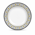 120 Pieces Melamine Dinner Plate, 10 Inch, White With Floral Border Pattern