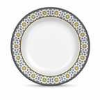 120 Pieces Melamine Dinner Plate, 10 Inch, White With Floral Border Pattern