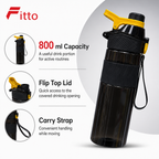 96 Pieces Sports Water Bottles with Flip Top Lid and Carry Strap, 800 ml, Black, 1 Piece