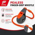 96 Pieces Sports Whistles, Pealess Finger-Grip Design with Lanyard, Orange and Grey, 1 Piece