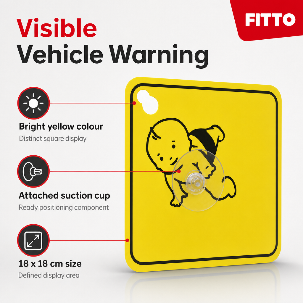 96 Pieces Car Safety Warning Signs with Suction Cup, Yellow Square, 18 x 18 cm