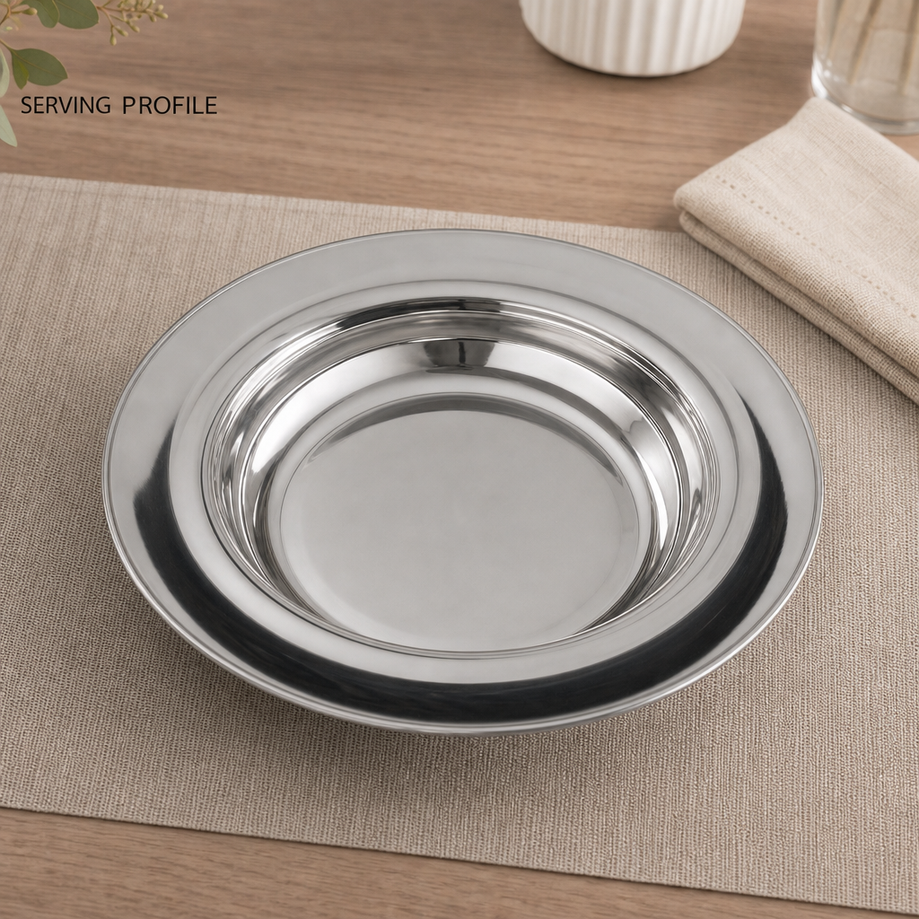 96 Pieces Stainless Steel Soup Plate, 24 cm Round Deep Serving Dish for Home Dining