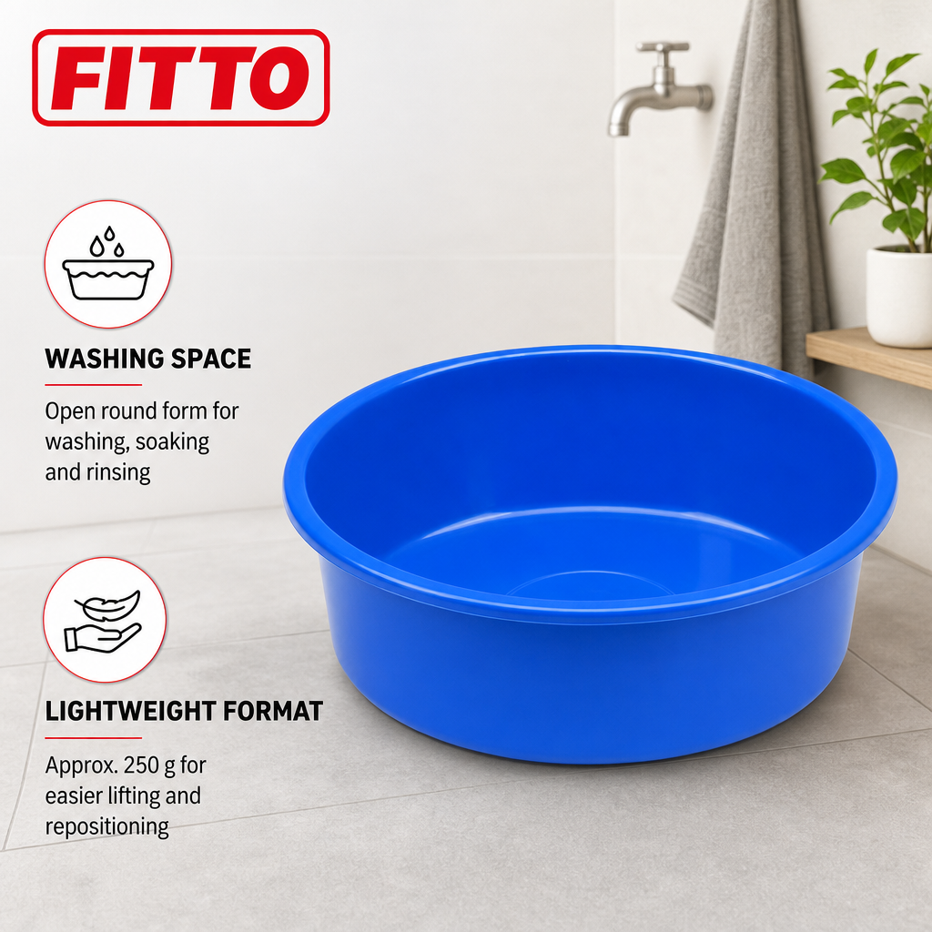 144 Pieces Round Wash Basin, Blue Plastic, 11 Inch, 1 Piece