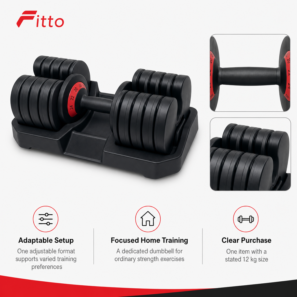 48 Pieces Adjustable Dumbbells for Home Strength Training, 12 kg