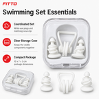 96 Pieces Swimming Ear Plug Set With Nose Clip and Storage Case, White