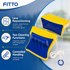 96 Pieces Magnetic Window Glass Cleaner, Double-Sided with Scraper and Retaining Cord, Yellow and Blue, 1 Set