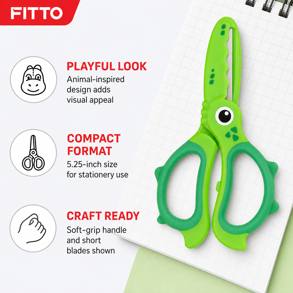 144 Pieces Safety Scissors, Animal Design, 5.25 Inch, Single Piece