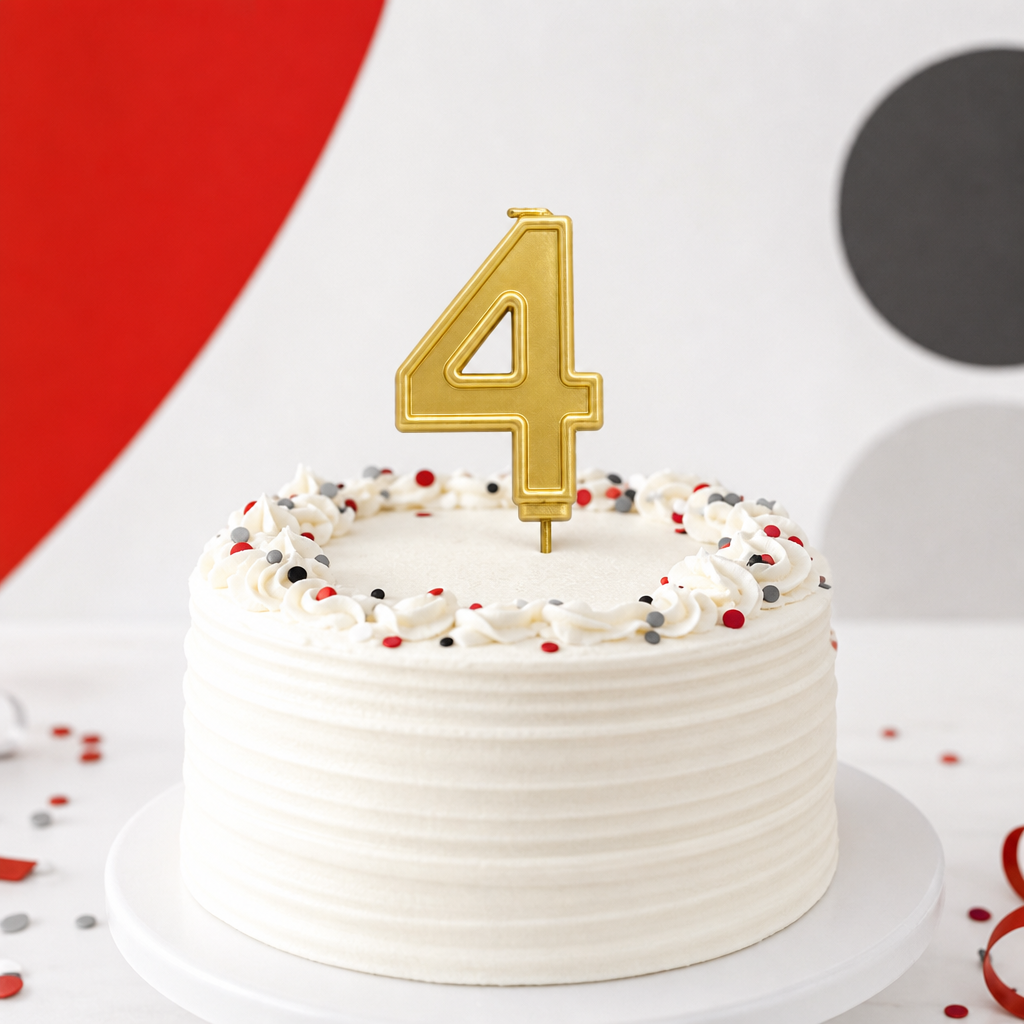 240 Pieces Number 4 Cake Candle, Gold or Silver Single Unit for Birthday Cake Decoration