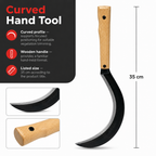 96 Pieces Curved Garden Sickle with Wooden Handle, 35 cm, Black and Wood, 1 Piece