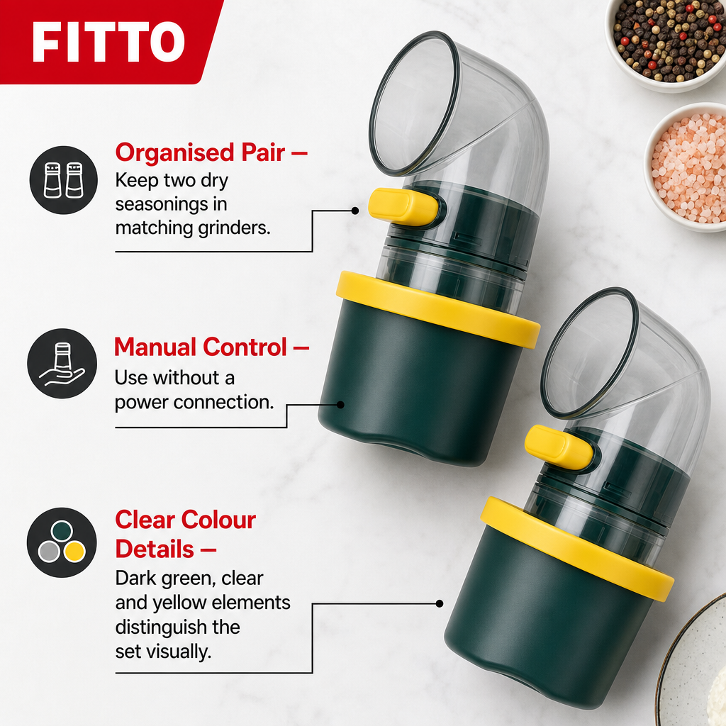 240 Pieces Manual Spice Grinder Set, Two-Piece Dark Green, Yellow and Clear Pepper or Salt Mills