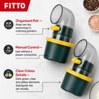 240 Pieces Manual Spice Grinder Set, Two-Piece Dark Green, Yellow and Clear Pepper or Salt Mills