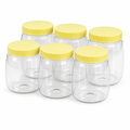 96 Pieces Food Storage Jars with Yellow Lids, 750 ml, Clear Plastic Containers, Pack of 6