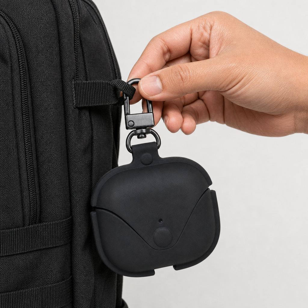 120 Pieces Protective Earbud Cases with Carabiner Clip, Black