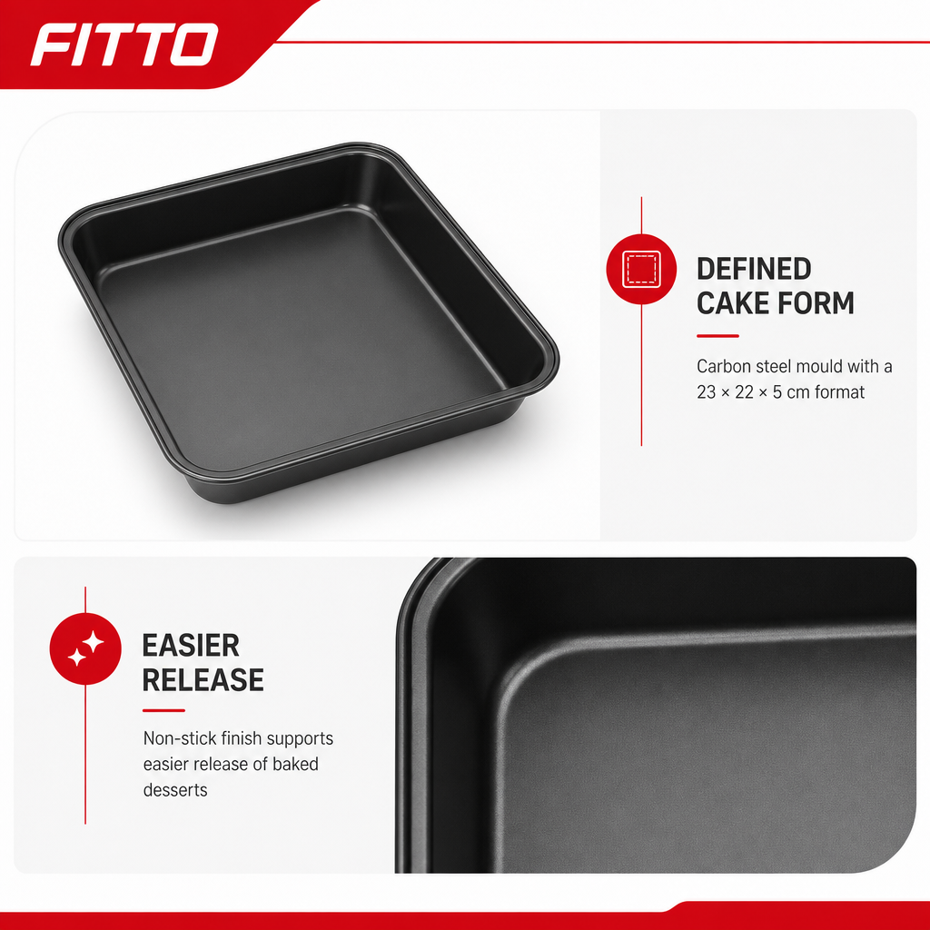96 Pieces Non-Stick Cake Mold, Black Carbon Steel, 23 × 22 × 5 cm, 1 Piece