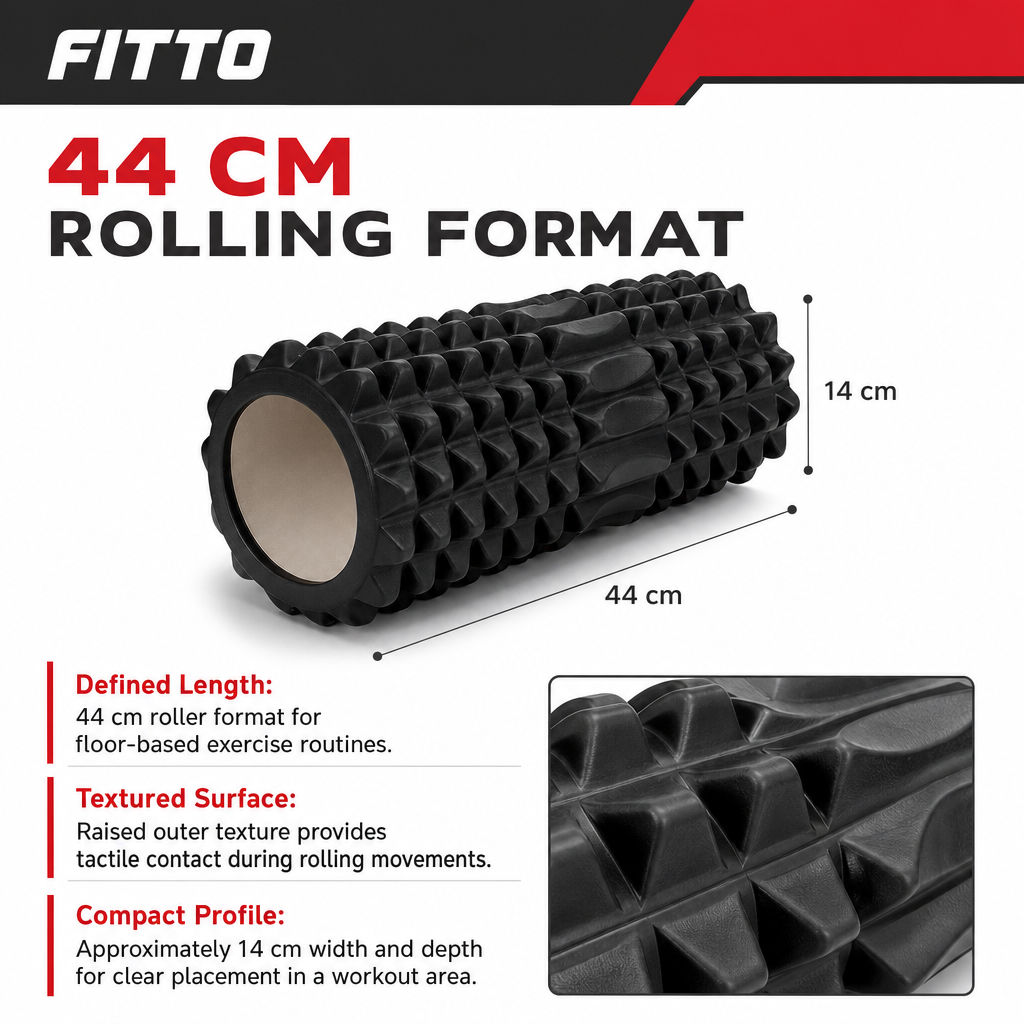 72 Pieces Textured Foam Yoga Roller, 44 cm, Black